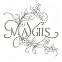 a simple elegant or cute tattoo design spelling the word 'magis'  tattoo design idea