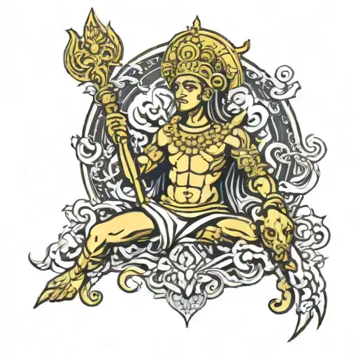 Here’s a detailed description of the image for your tattoo artist:  "This image features Shaka, the Gold Saint of Virgo  tattoo design idea