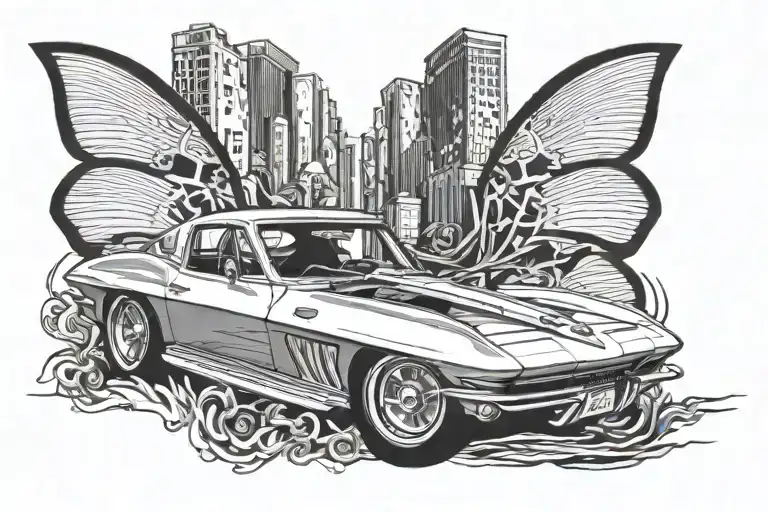1963 split window Corvette Stingray tattoo design idea