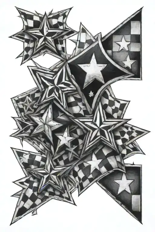 checkered stars tattoo design idea