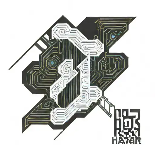 word 'Hawtar' and this vertical word with some related things related to programming and binary code tattoo design idea