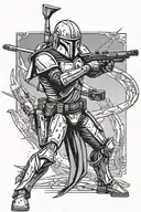 Mandalorian battling side tattoo design idea