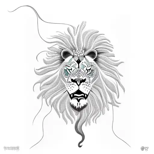 a lion with a snake in its mouth tattoo design idea