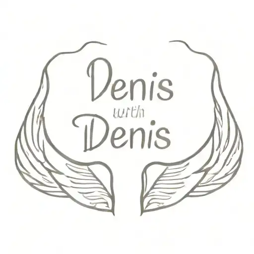 the name denis with angel wings tattoo design idea