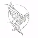 the name denis with angel wings tattoo design idea