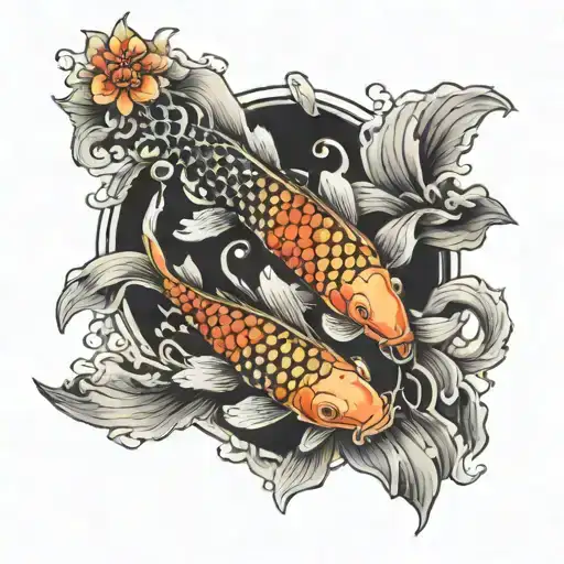 3 koi fish family tattoo design idea