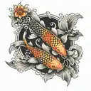 3 koi fish family tattoo design idea