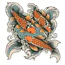3 koi fish family tattoo design idea