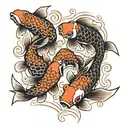 3 koi fish family tattoo design idea