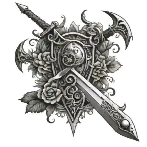 garden of Eden gate and sword tattoo tattoo design idea