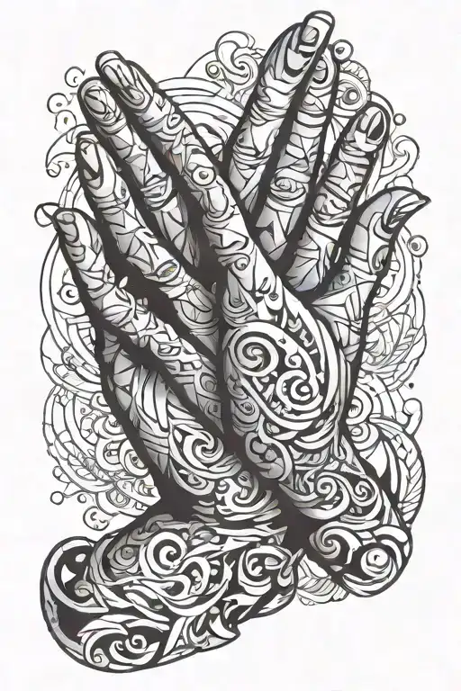 praying hands holding tattoo design idea