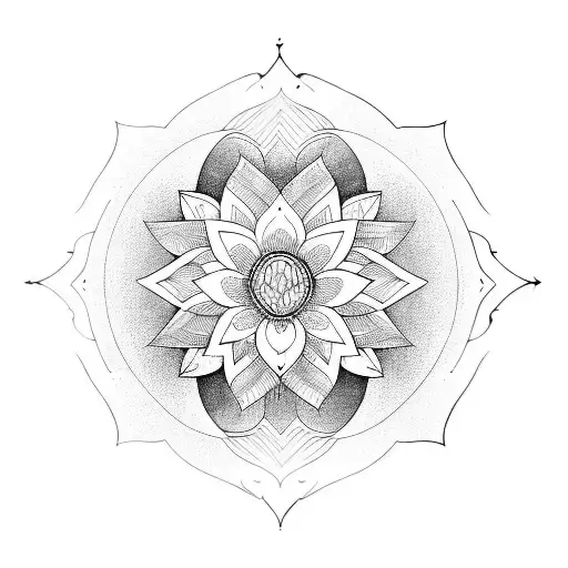moon lotus tattoo design idea