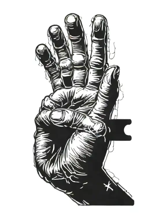 ET's hand and glowing finger with the word OUCH tattoo design idea