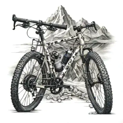 gravel bicycle with mountains tattoo design idea