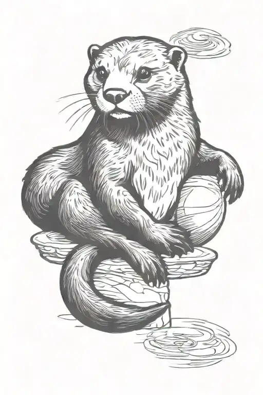 otter sits at full height tattoo design idea