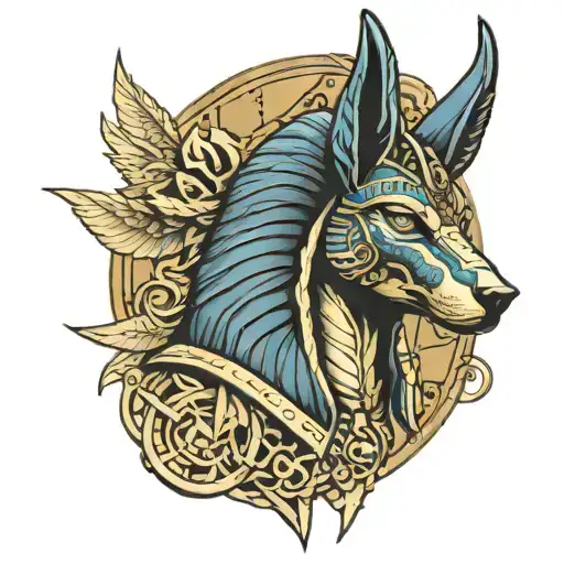 anubis egiptian god tattoo design idea