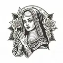 Beautiful Nun raising her hand tattoo design idea