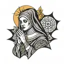 Beautiful Nun raising her hand tattoo design idea