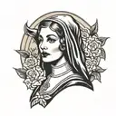 Beautiful Nun raising her hand tattoo design idea