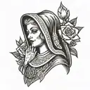 Beautiful Nun raising her hand tattoo design idea