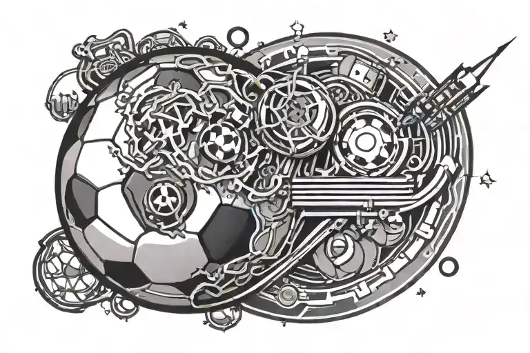 Incorporate a detailed soccer ball design with electrical symbols to represent your passion for fussball and your occupation as an electrician tattoo design idea