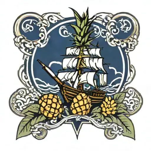 navy ship, detroit, pineapple, 2005  tattoo design idea