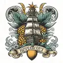 navy ship, detroit, pineapple, 2005  tattoo design idea