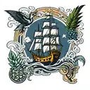 navy ship, detroit, pineapple, 2005  tattoo design idea