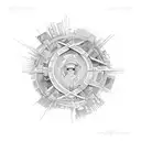 "what goes around comes around" in a circle in old English font tattoo design idea