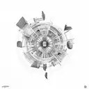 "what goes around comes around" in a circle in old English font tattoo design idea