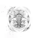 Whale shark and manta ray forming a yin yang symbol tattoo design idea