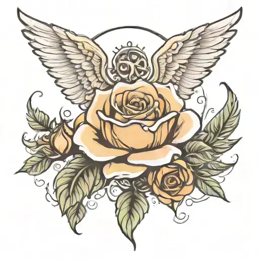 a rose styled to look like a biblically accurate angel tattoo design idea