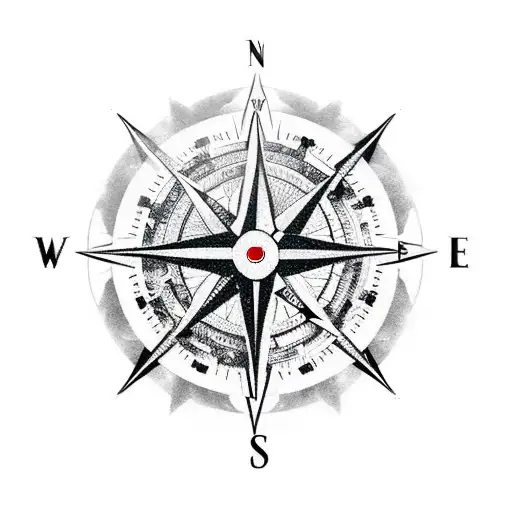 compass with assassin's creed tattoo design idea