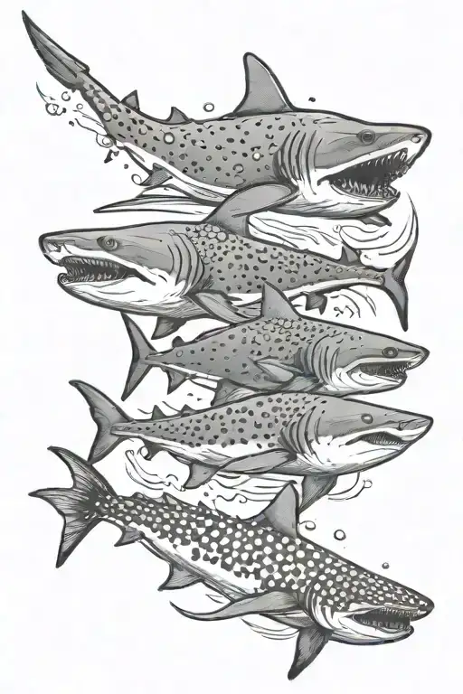 hammer head shark and whale shark  tattoo design idea