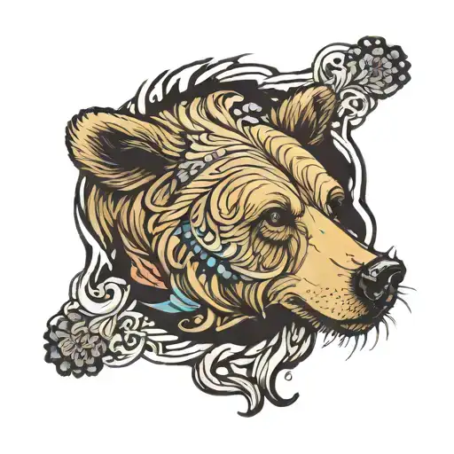 I want a tatto with the names Livia and Gust. There has to be a grizzly bear and a seal   tattoo design idea