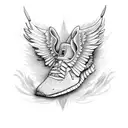 running shoe with wings  similar to nike tattoo design idea