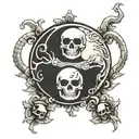 yin yang skeleton tattoo design idea