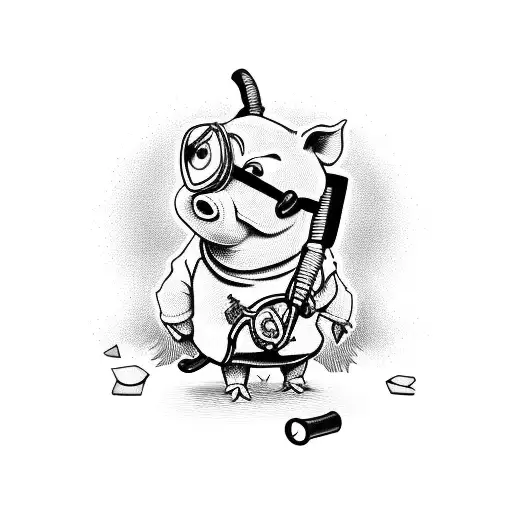 antifa piglet with a crowbar tattoo design idea