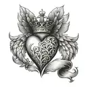 heart with wings and a crown tattoo design idea