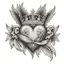 heart with wings and a crown tattoo design idea