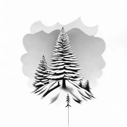 a lot pine Trees, arm tattoo, birds black tattoo design idea