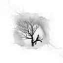 Tree arm birds black tattoo design idea