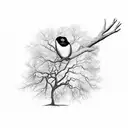 Tree arm birds black tattoo design idea