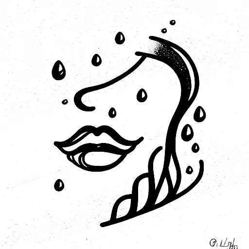 salt jaw pouring rain drop tattoo design idea
