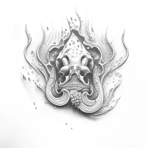 salt jaw pouring rain drop tattoo design idea