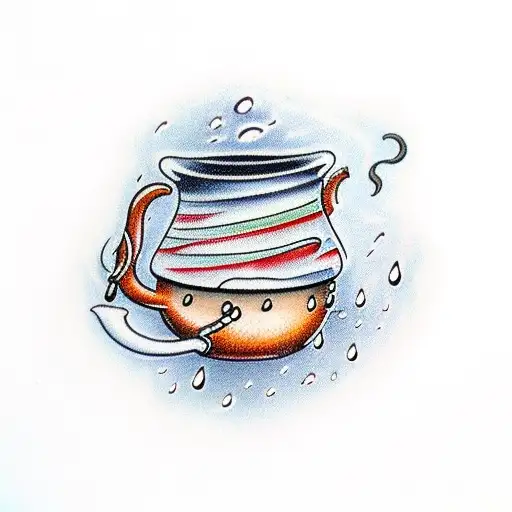 salt cellar pot pouring rain drop tattoo design idea