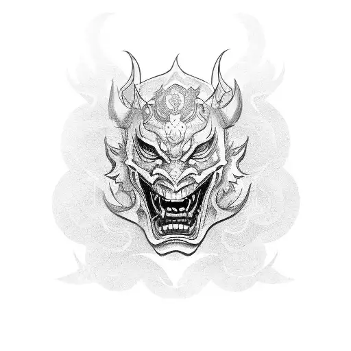 Hannya mask tattoo design idea