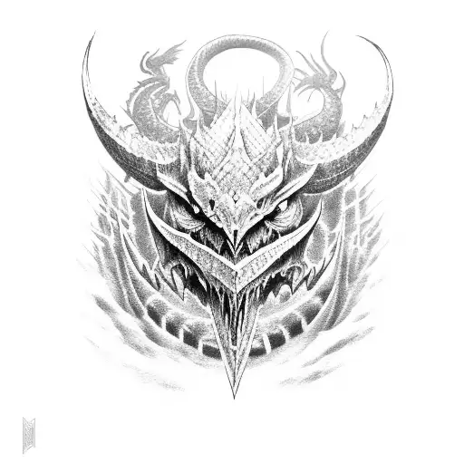 The Elder Scrolls warriors attack the dragon tattoo design idea