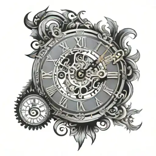 An intricate design incorporating the numbers 8 and 54 in a watch face tattoo design idea