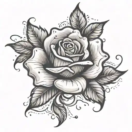 rose with dropping petals falling tattoo design idea
